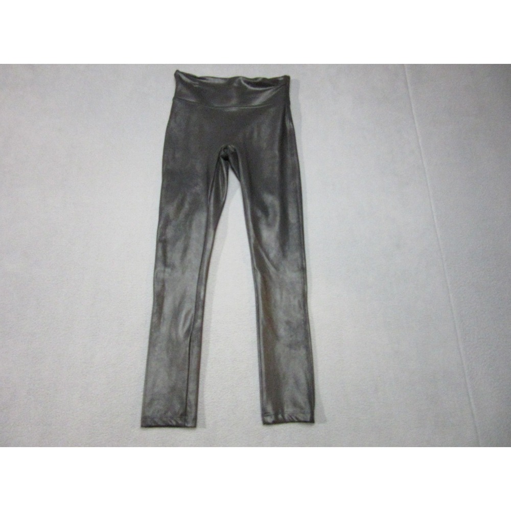 Spanx Leggings Womens Small Petite Black Stretch High Waist Compression Shiny